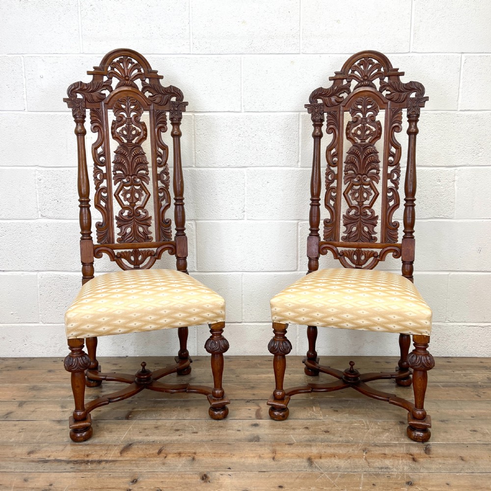 Pair of Antique Carved Hall Chairs
