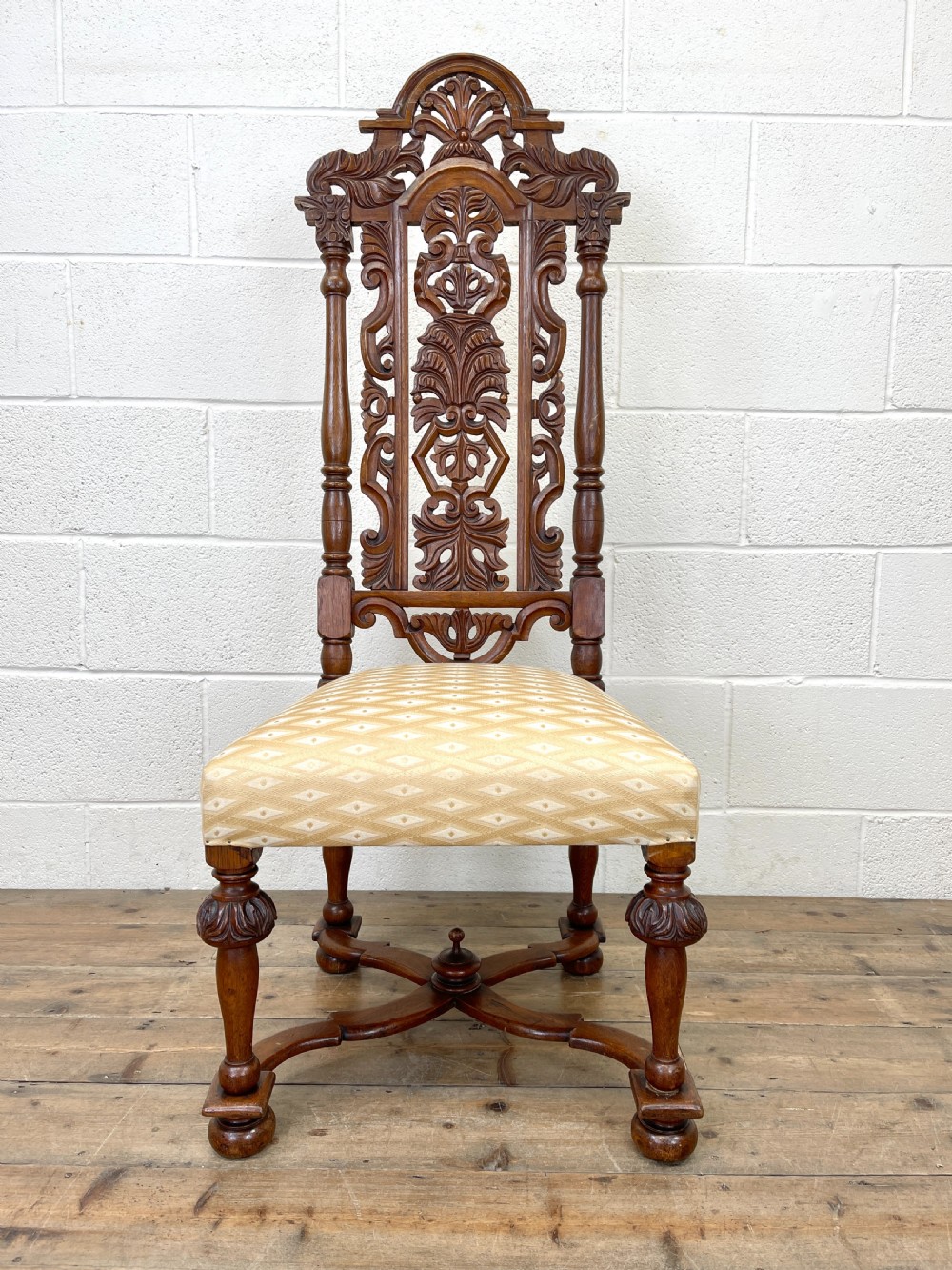 Pair of Antique Carved Hall Chairs View II