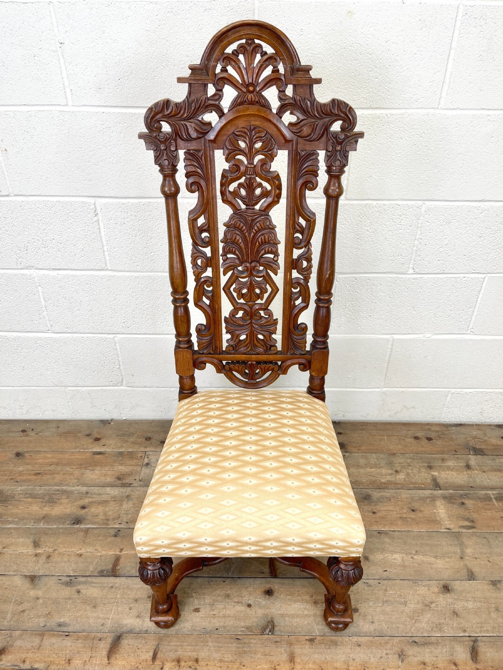 Pair of Antique Carved Hall Chairs View III