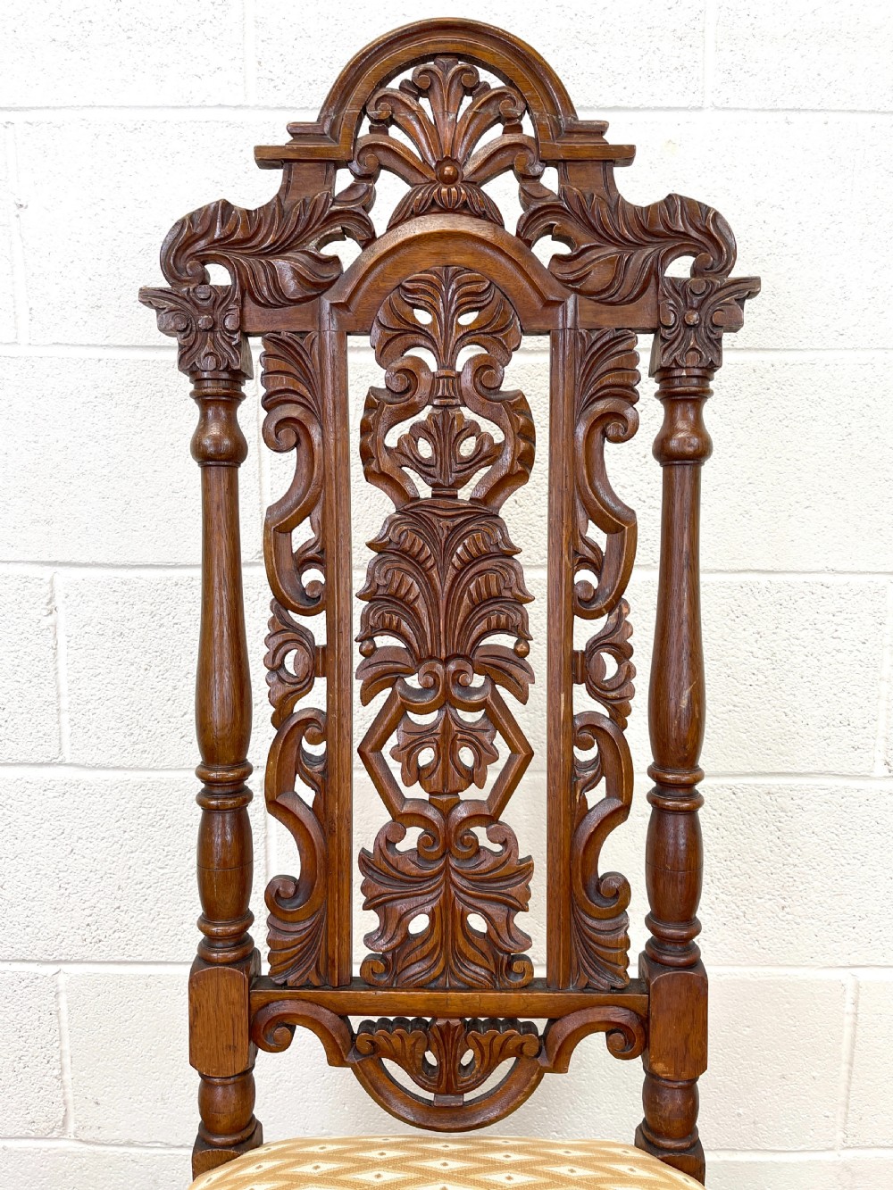 Pair of Antique Carved Hall Chairs View IV