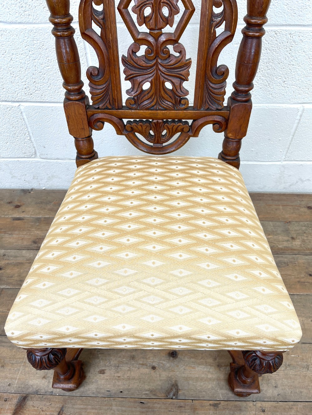 Pair of Antique Carved Hall Chairs View V