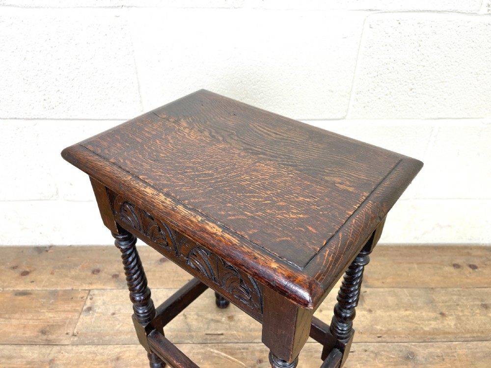 Craved Oak Side Table  View II