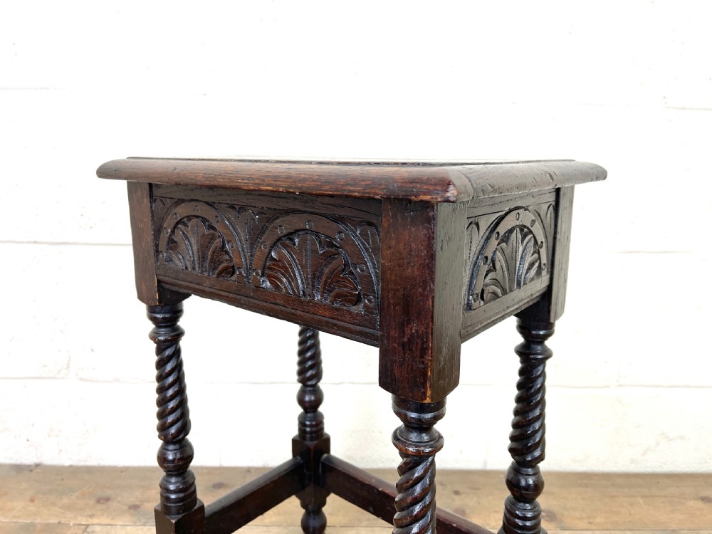 Craved Oak Side Table  View III