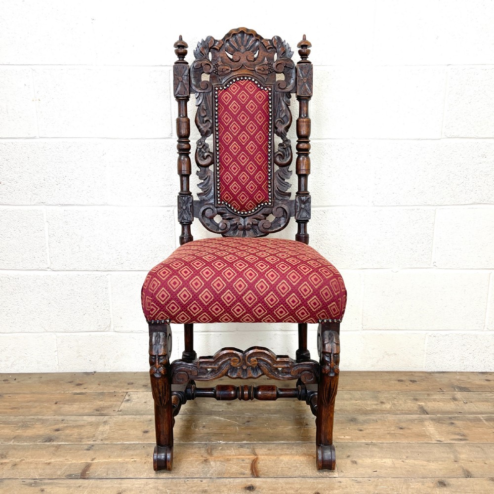 Antique Victorian Oak Carved Chair 