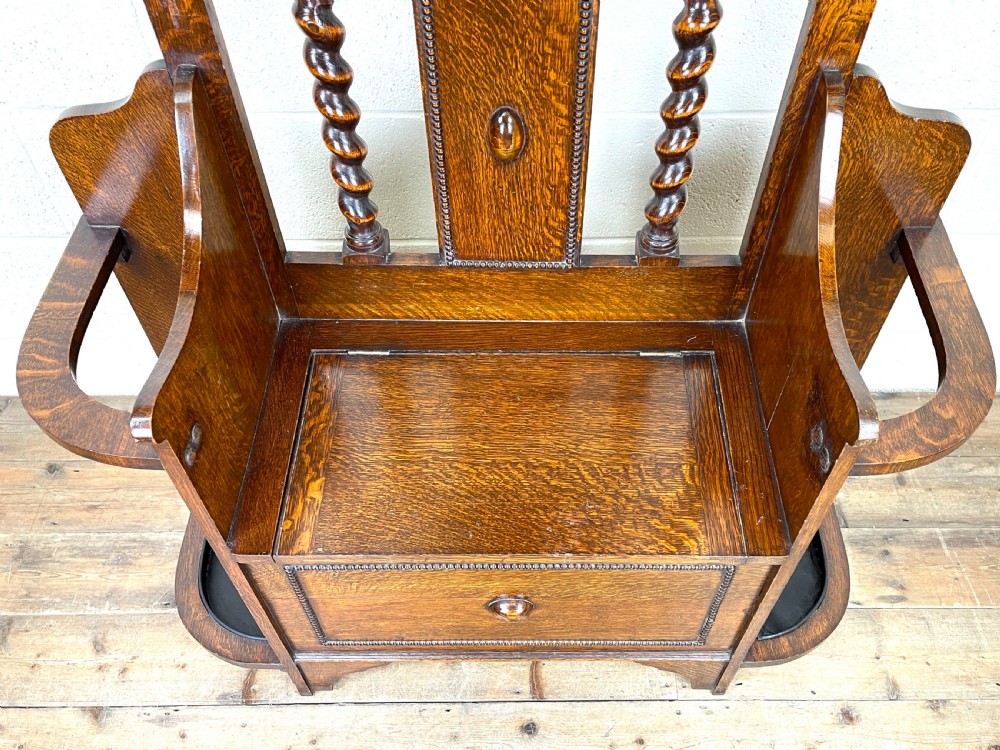 Antique Oak Hall Stand with Seat View III