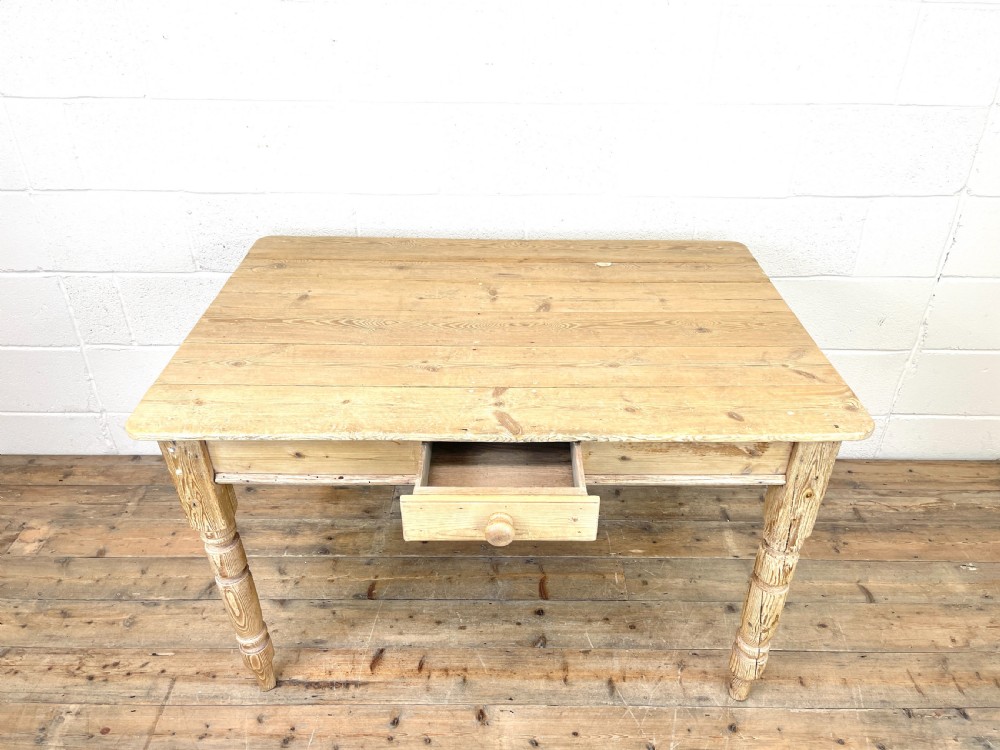 RUSTIC ANTIQUE PINE FARMHOUSE KITCHEN TABLE View II