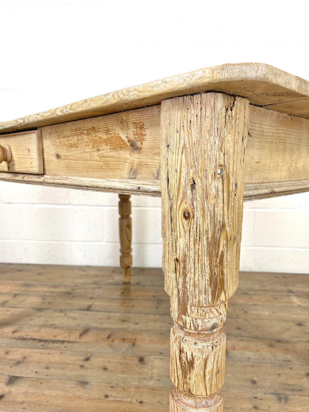 RUSTIC ANTIQUE PINE FARMHOUSE KITCHEN TABLE View IX