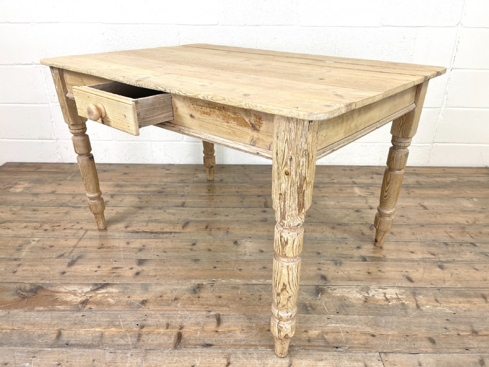 RUSTIC ANTIQUE PINE FARMHOUSE KITCHEN TABLE View X