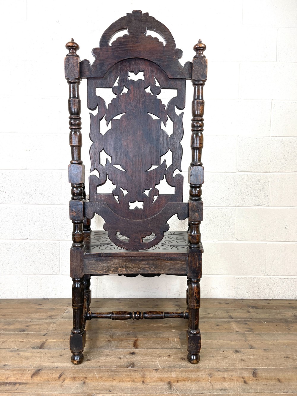 Large Victorian Carved Oak Armchair View IX