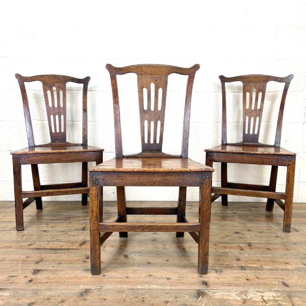 Set of Three Welsh Oak Farmhouse Chairs View II