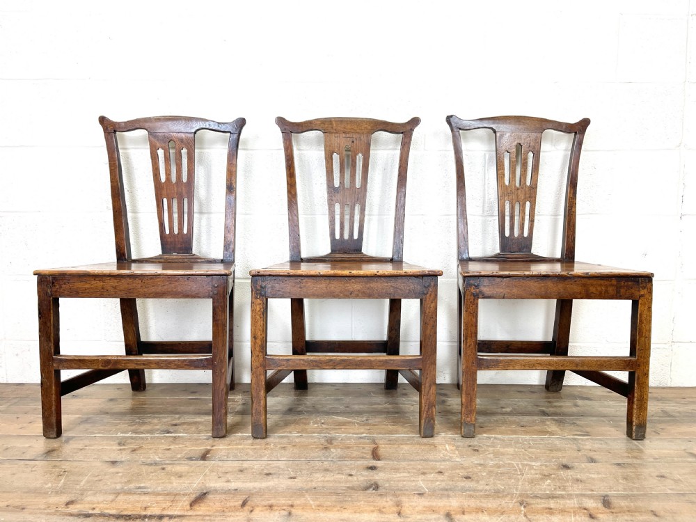 Set of Three Welsh Oak Farmhouse Chairs View III
