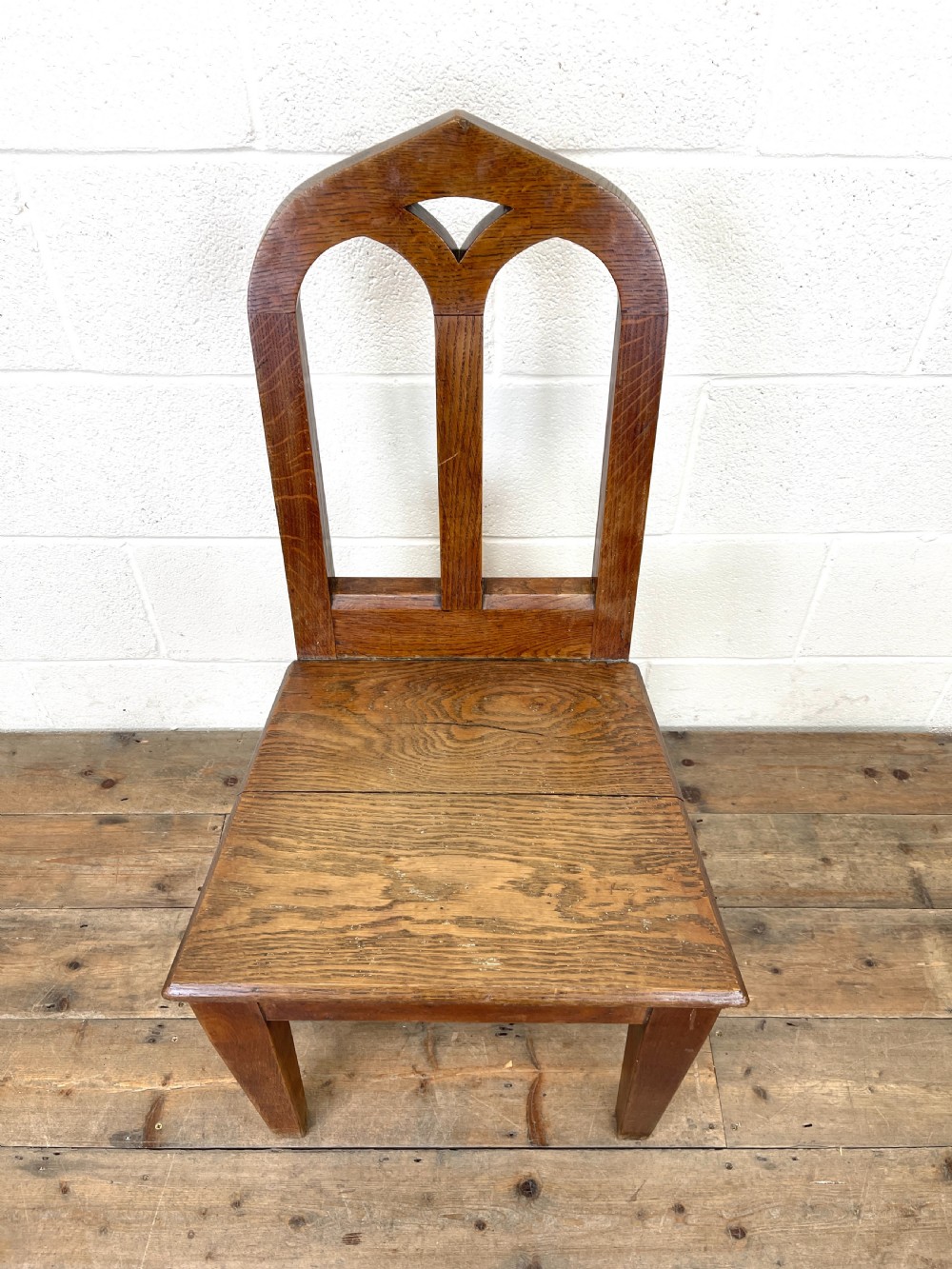 Pair of Antique Oak Hall Chairs View V