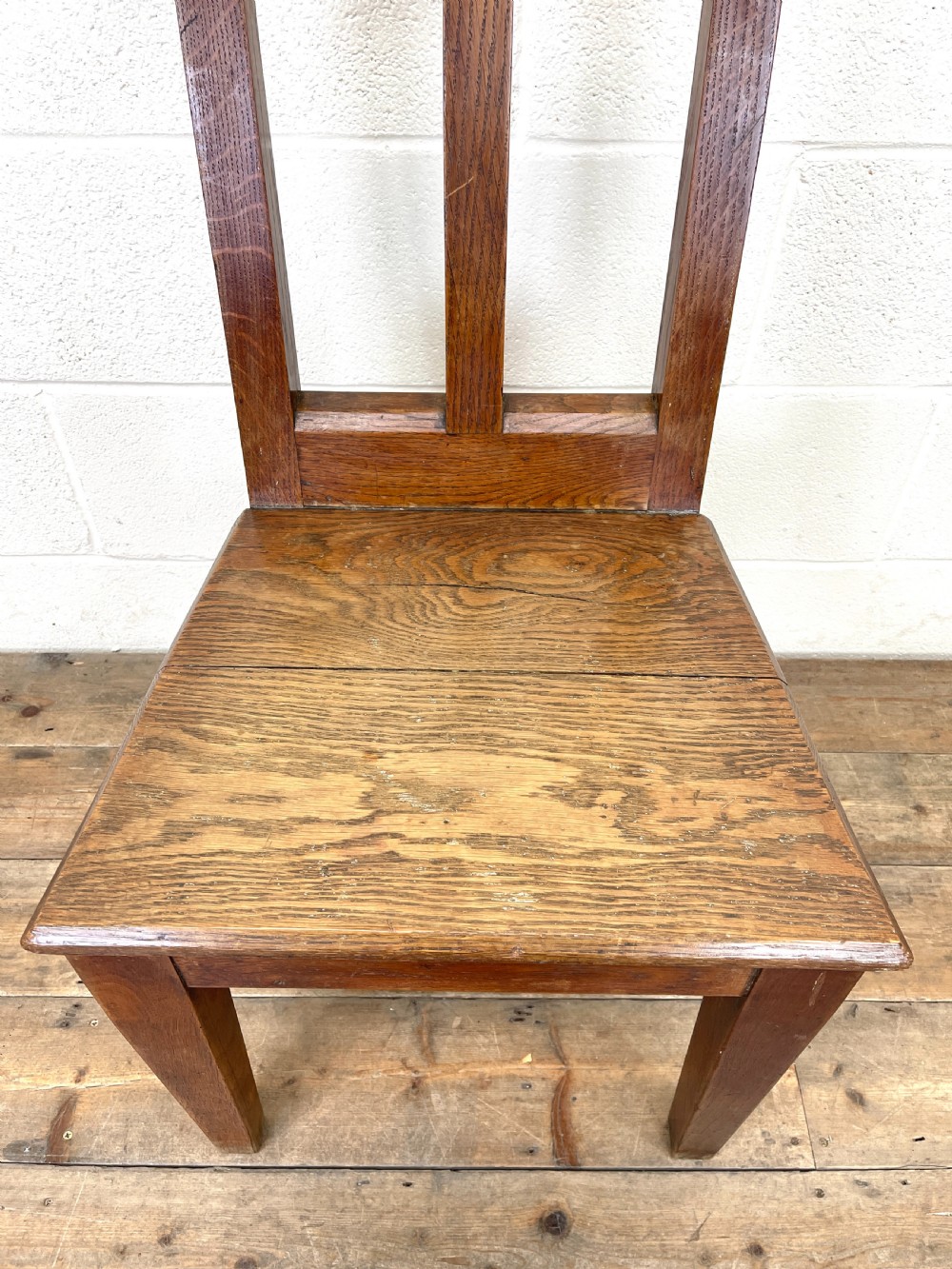 Pair of Antique Oak Hall Chairs View VII