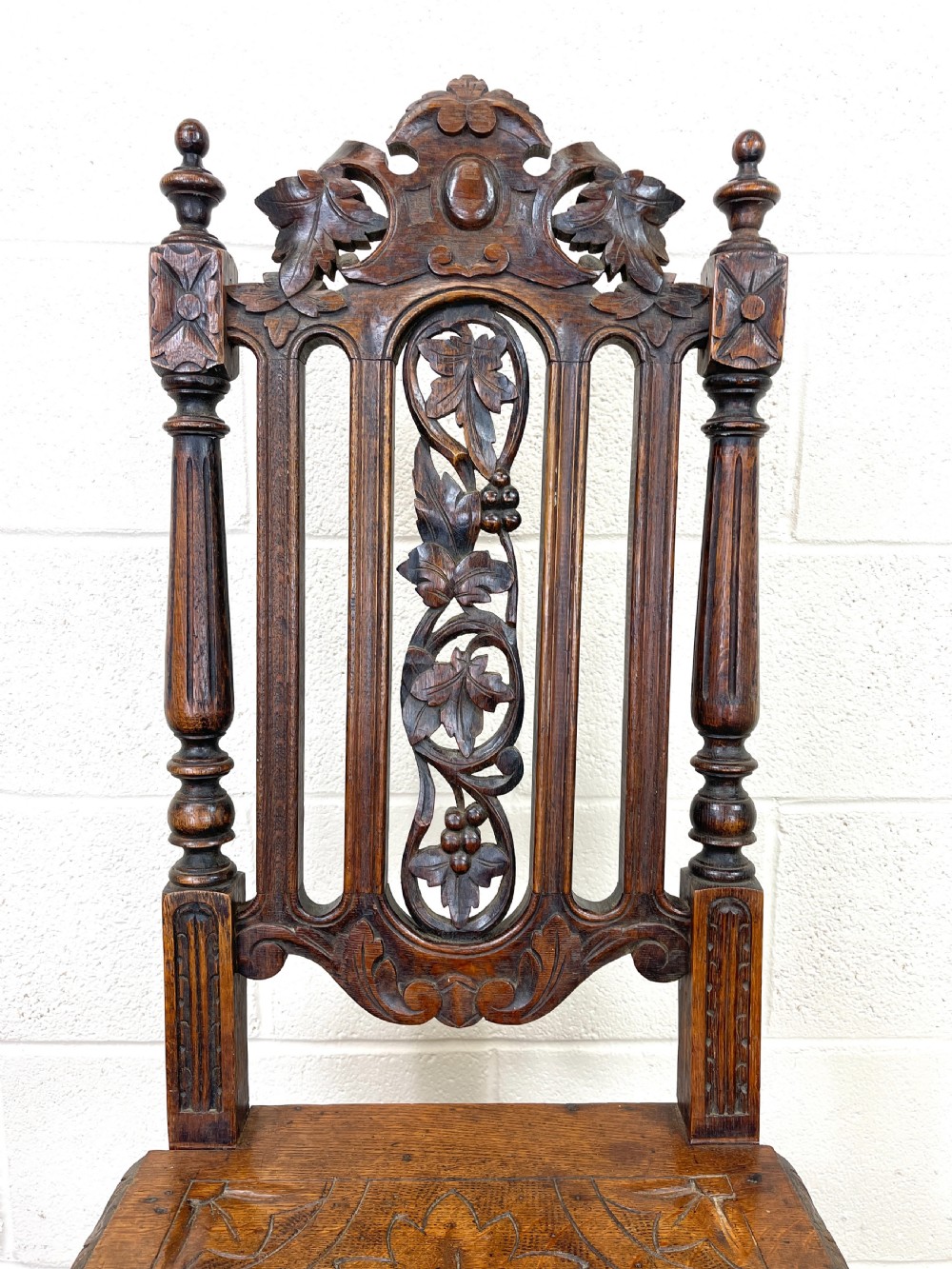 Antique Victorian Carved Oak Chair View V