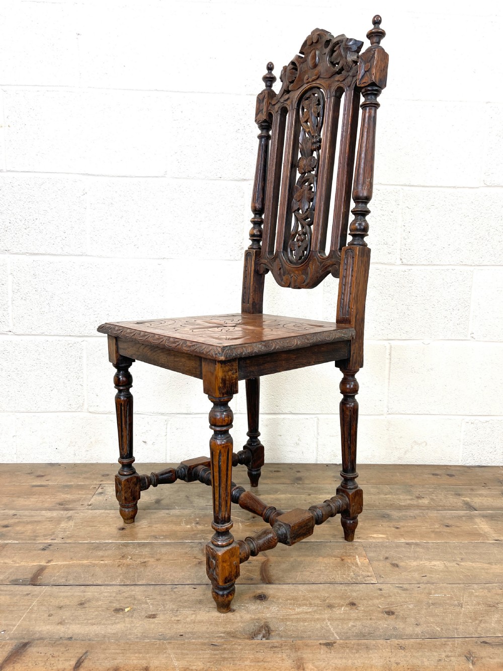 Antique Victorian Carved Oak Chair View VII