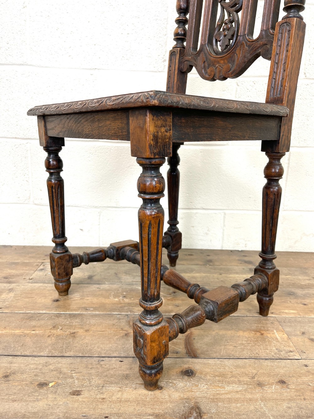 Antique Victorian Carved Oak Chair View X