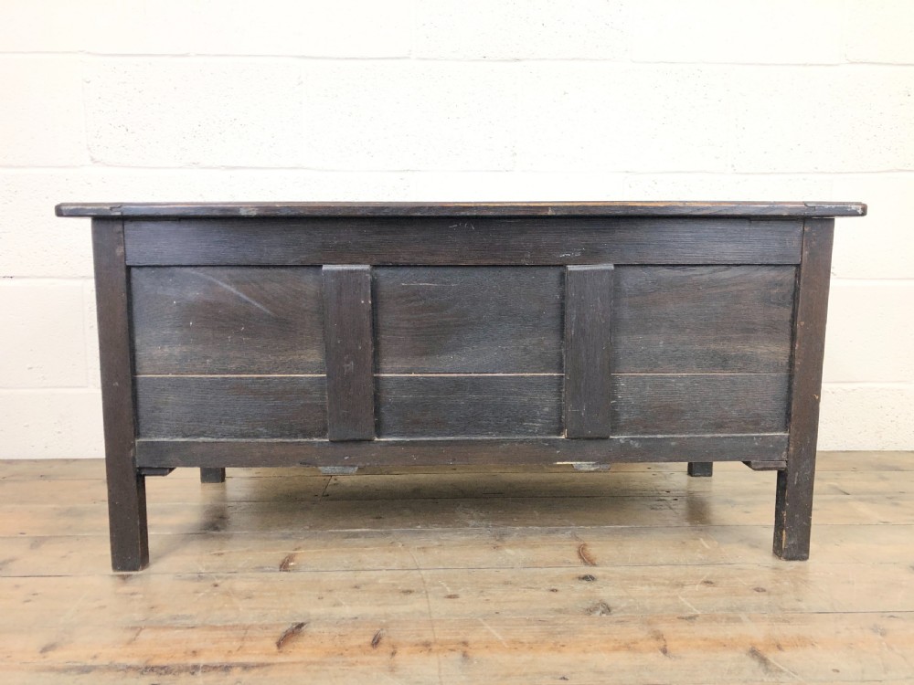 Antique Carved Panelled Oak Coffer View VII