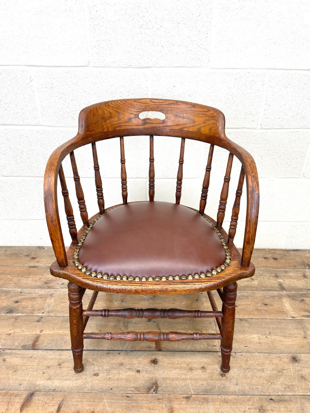 Antique Armchair with Leather Seat View IV