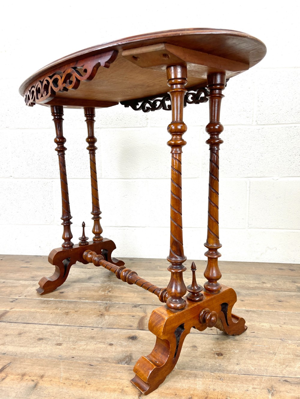 Antique Victorian Walnut Console Table View IX