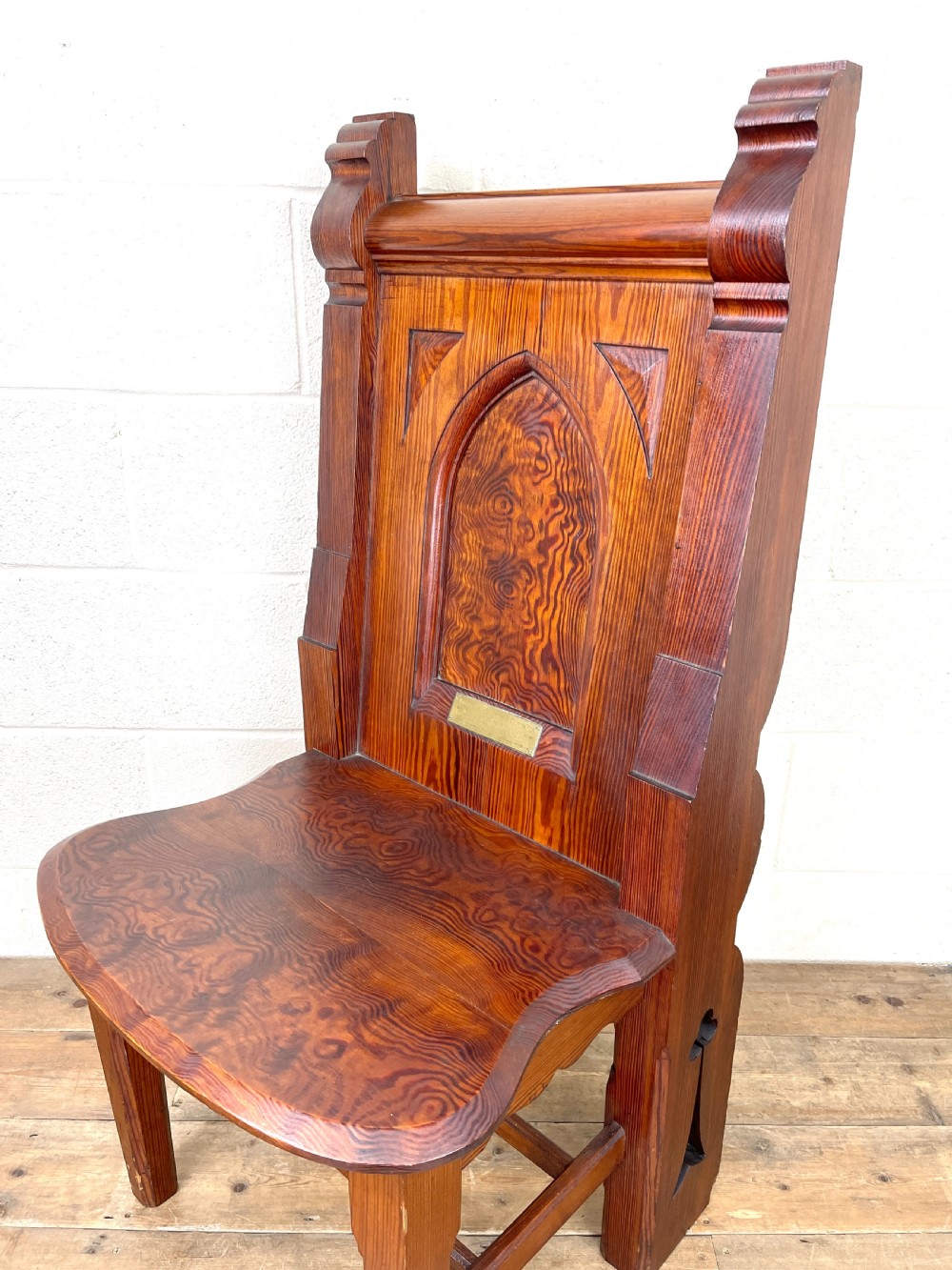 Large Pitch Pine Antique Chapel Chair View VI