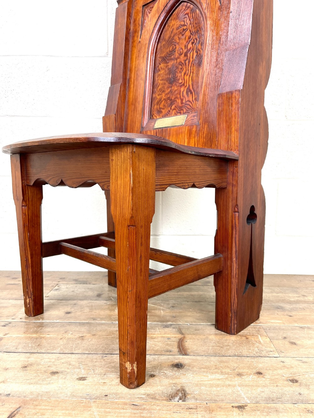 Large Pitch Pine Antique Chapel Chair View VII