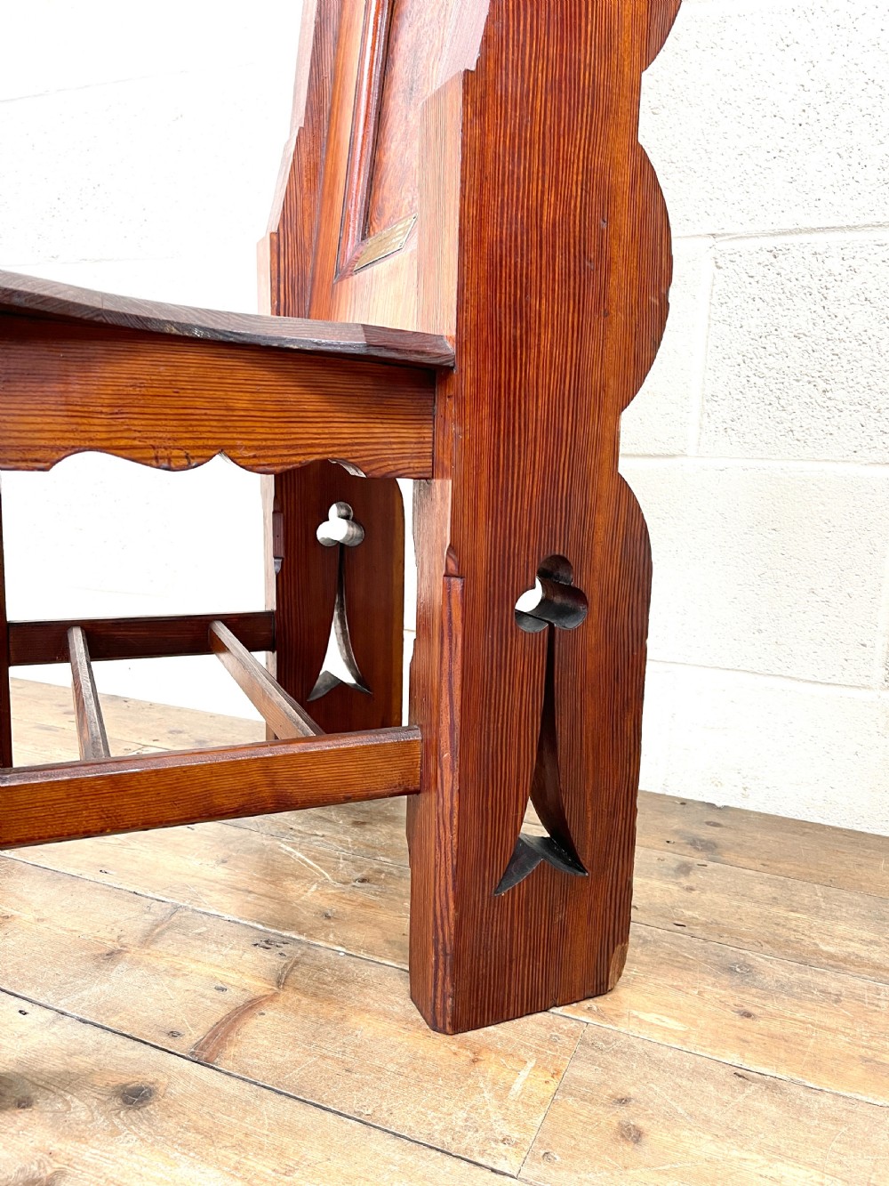 Large Pitch Pine Antique Chapel Chair View VIII
