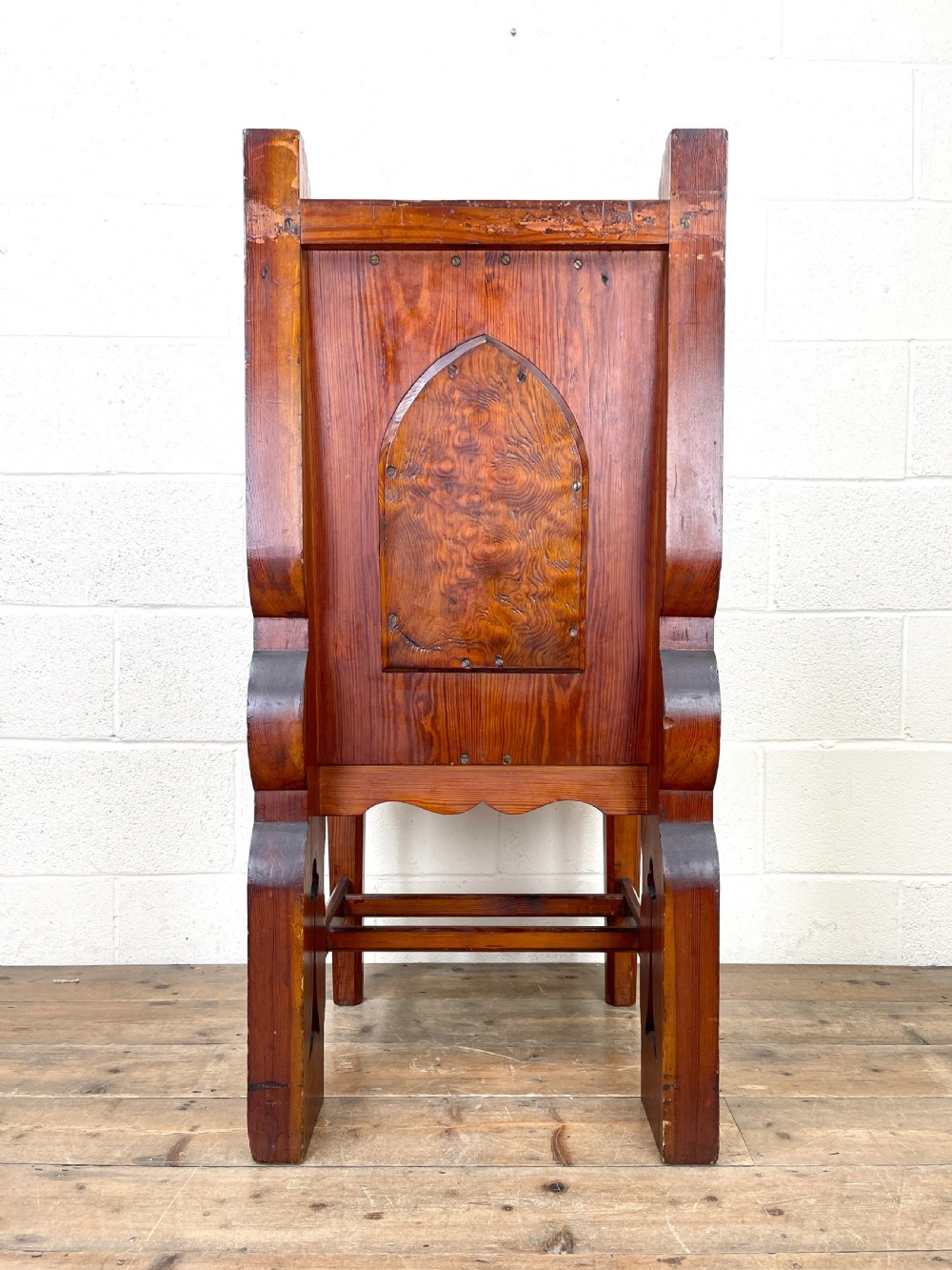 Large Pitch Pine Antique Chapel Chair View IX