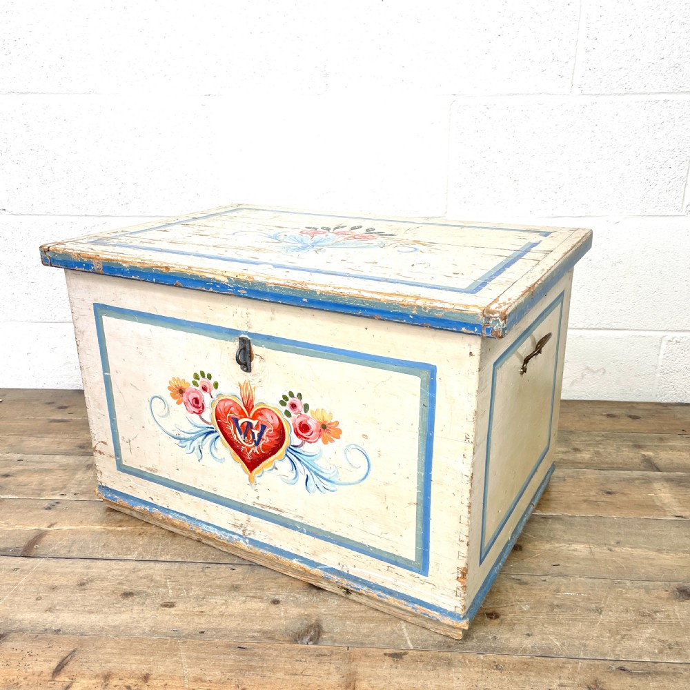 Antique Painted Chest with Floral Detail
