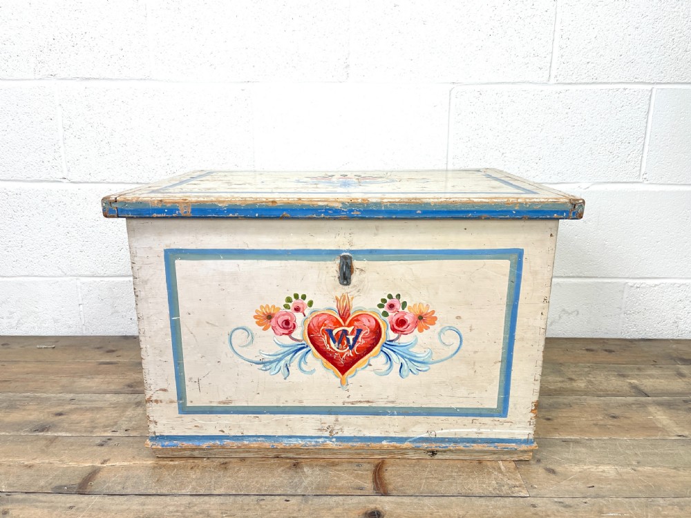 Antique Painted Chest with Floral Detail View II