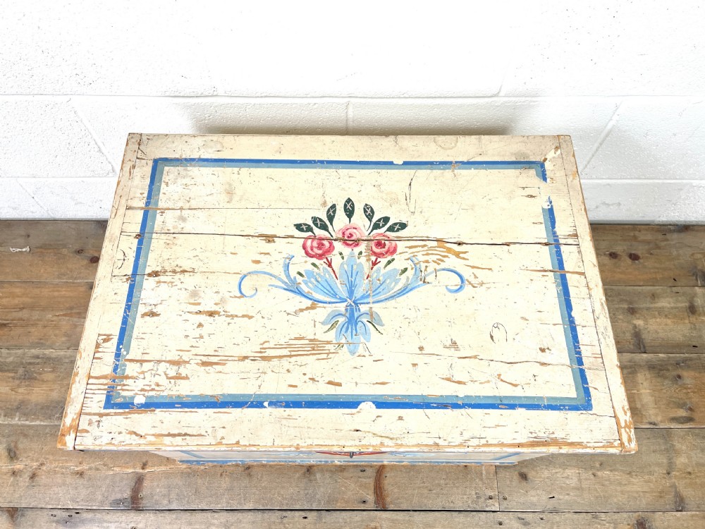 Antique Painted Chest with Floral Detail View V