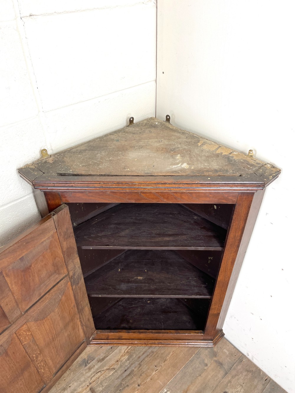 Antique Oak Hanging Corner Cupboard View VI