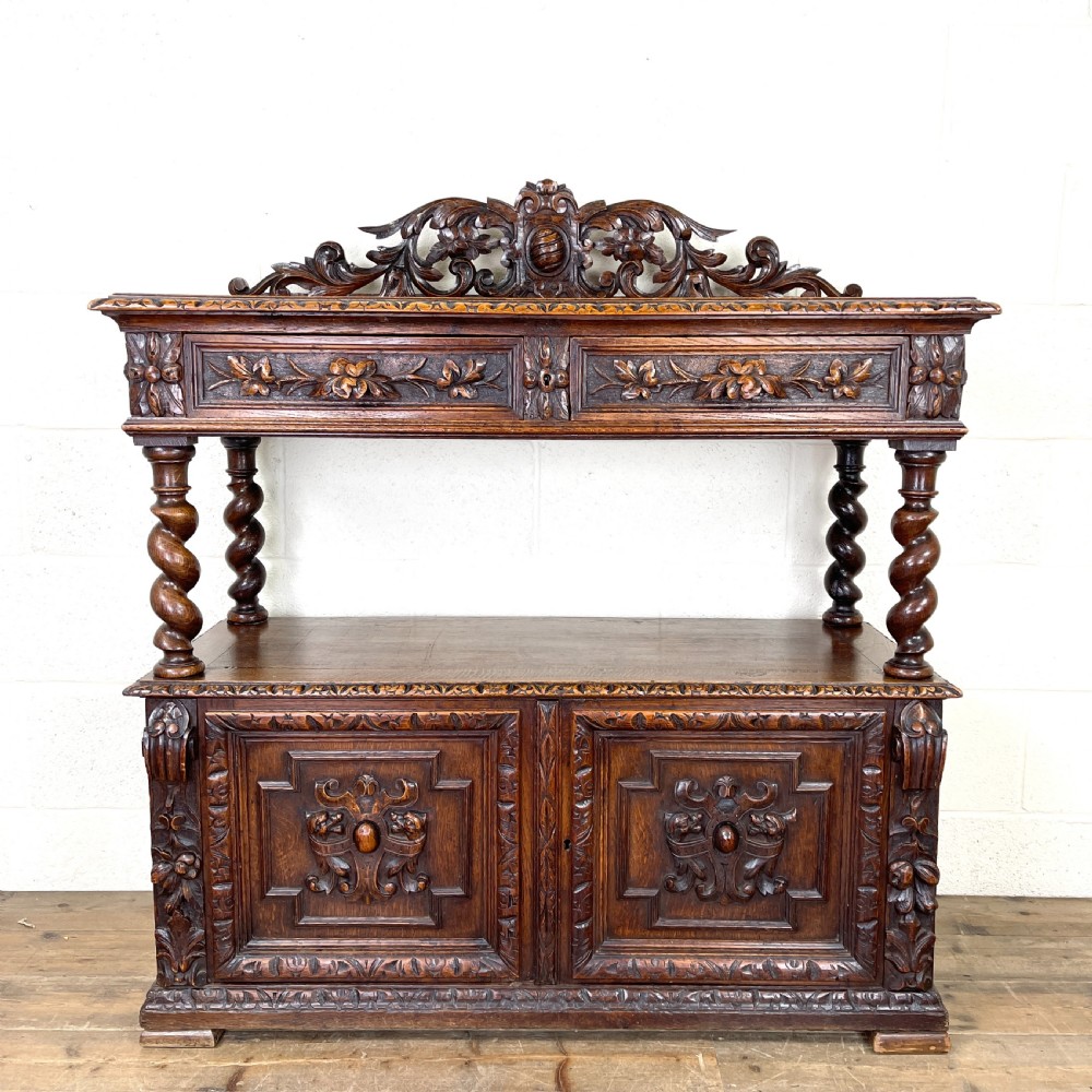 Victorian Carved Oak Drinks Cabinet 