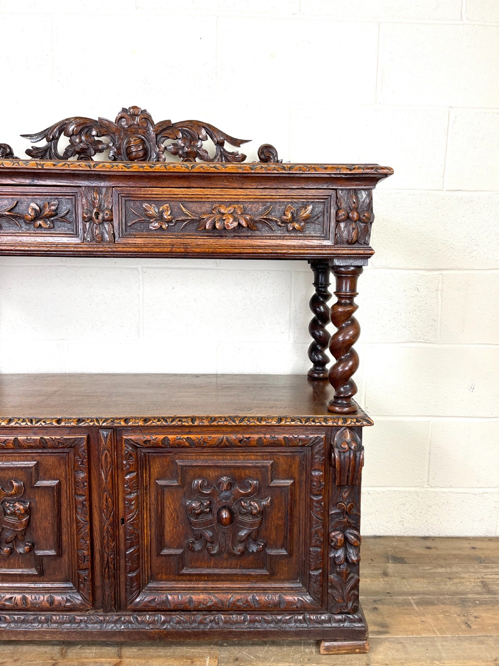 Victorian Carved Oak Drinks Cabinet  View III