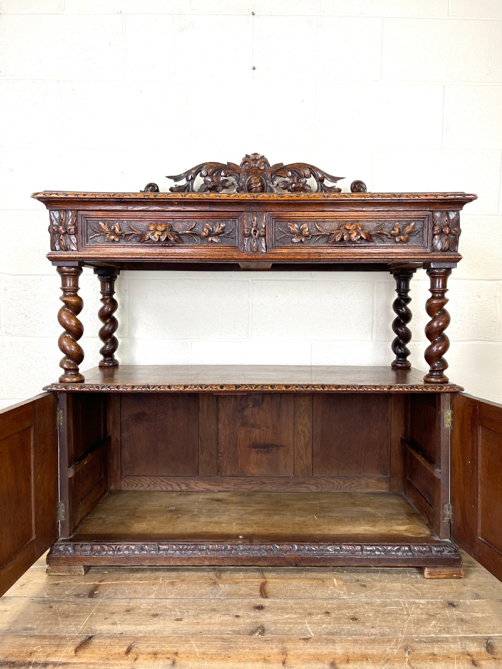 Victorian Carved Oak Drinks Cabinet  View V