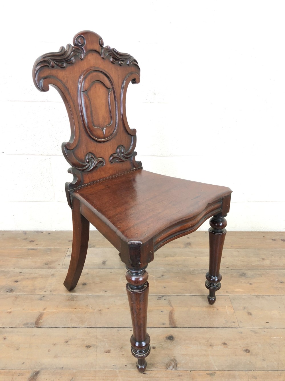 ANTIQUE VICTORIAN MAHOGANY HALL CHAIR View V