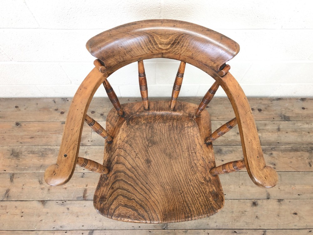 Antique Ash and Elm Captain's Armchair View II