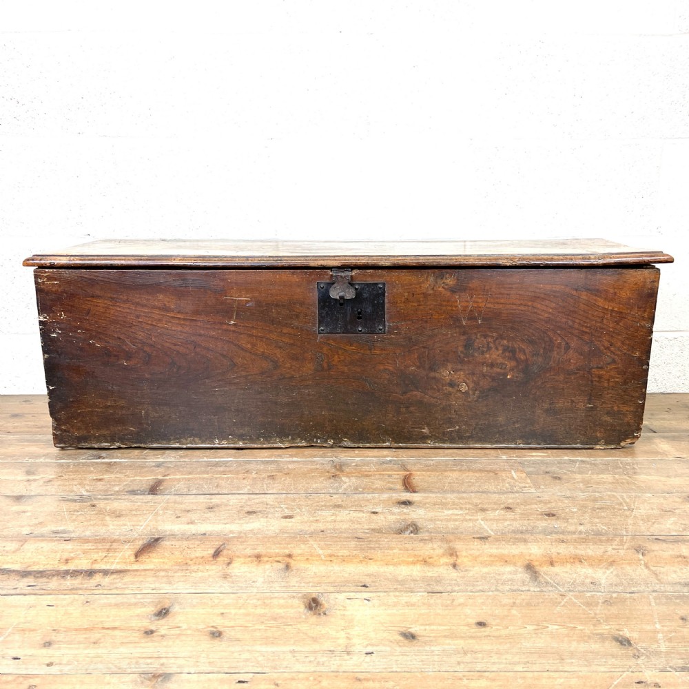 Antique 18th Century Elm Six Plank Chest
