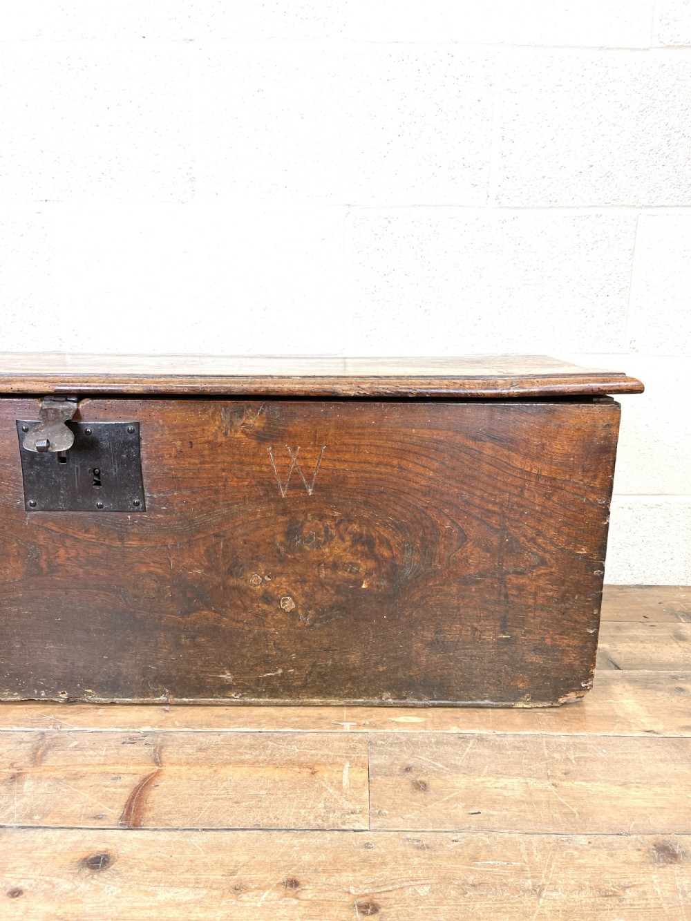 Antique 18th Century Elm Six Plank Chest View IV
