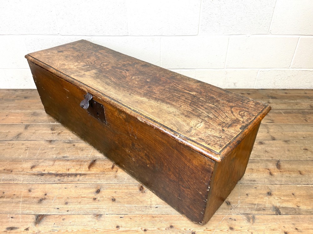 Antique 18th Century Elm Six Plank Chest View X