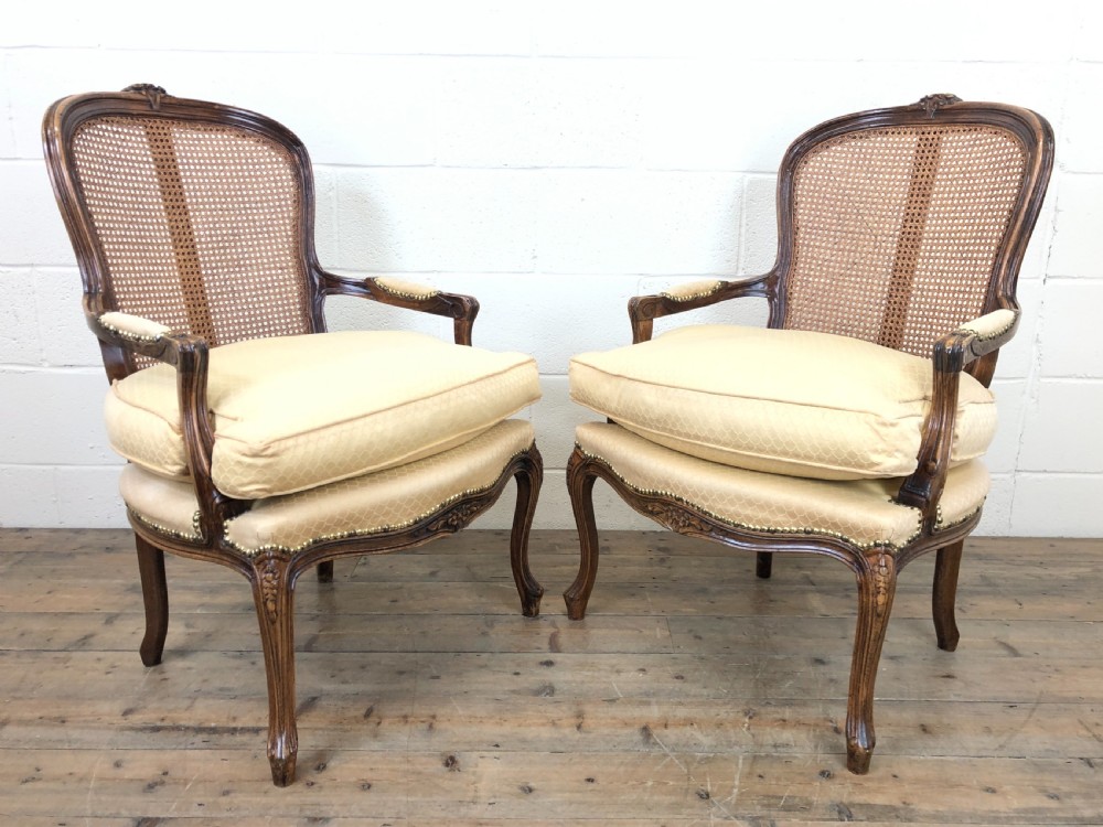 Pair of French Antique Upholstered Armchairs View V
