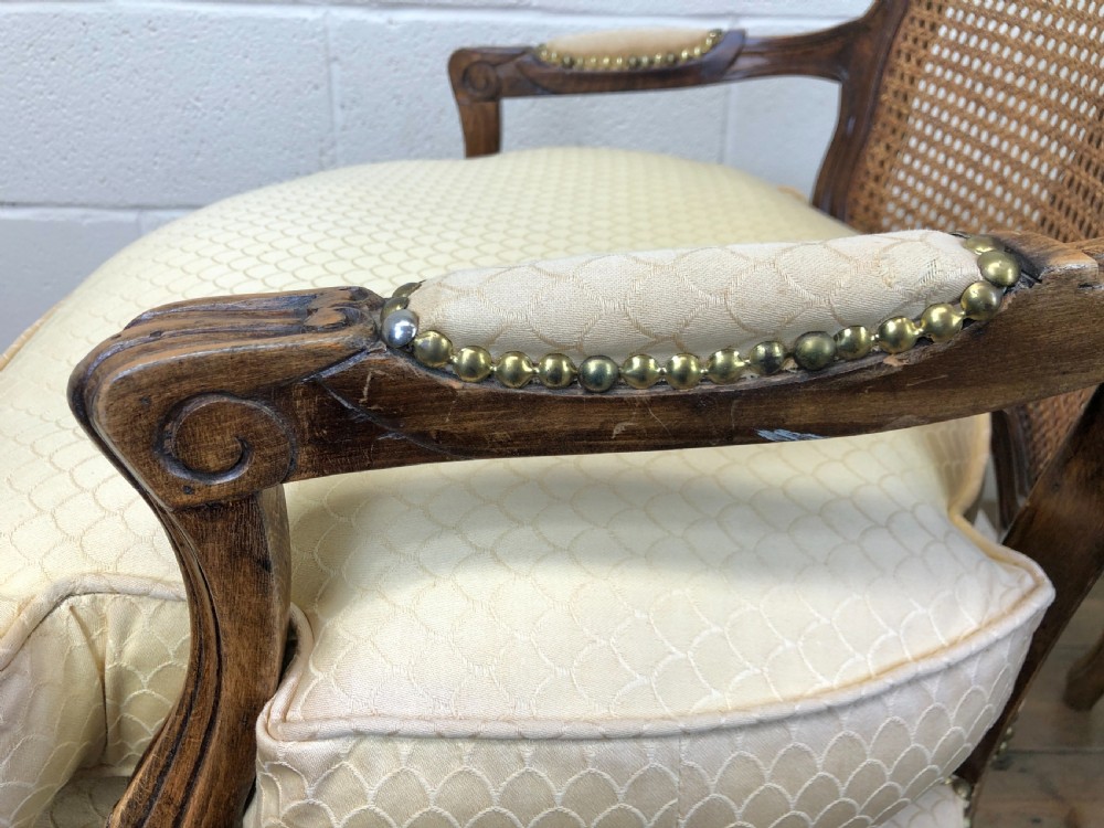 Pair of French Antique Upholstered Armchairs View X