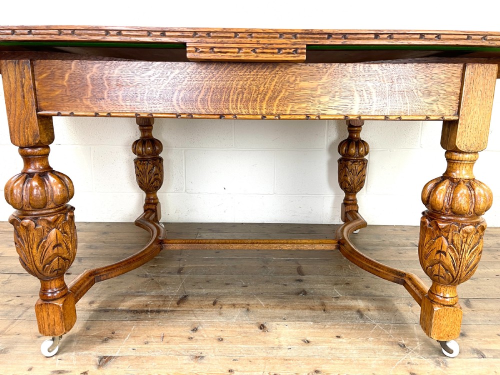 20th Century Oak Draw Leaf Kitchen Table View VIII