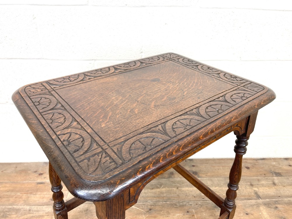 EARLY 20TH CENTURY ANTIQUE OAK CARVED COFFEE TABLE View V