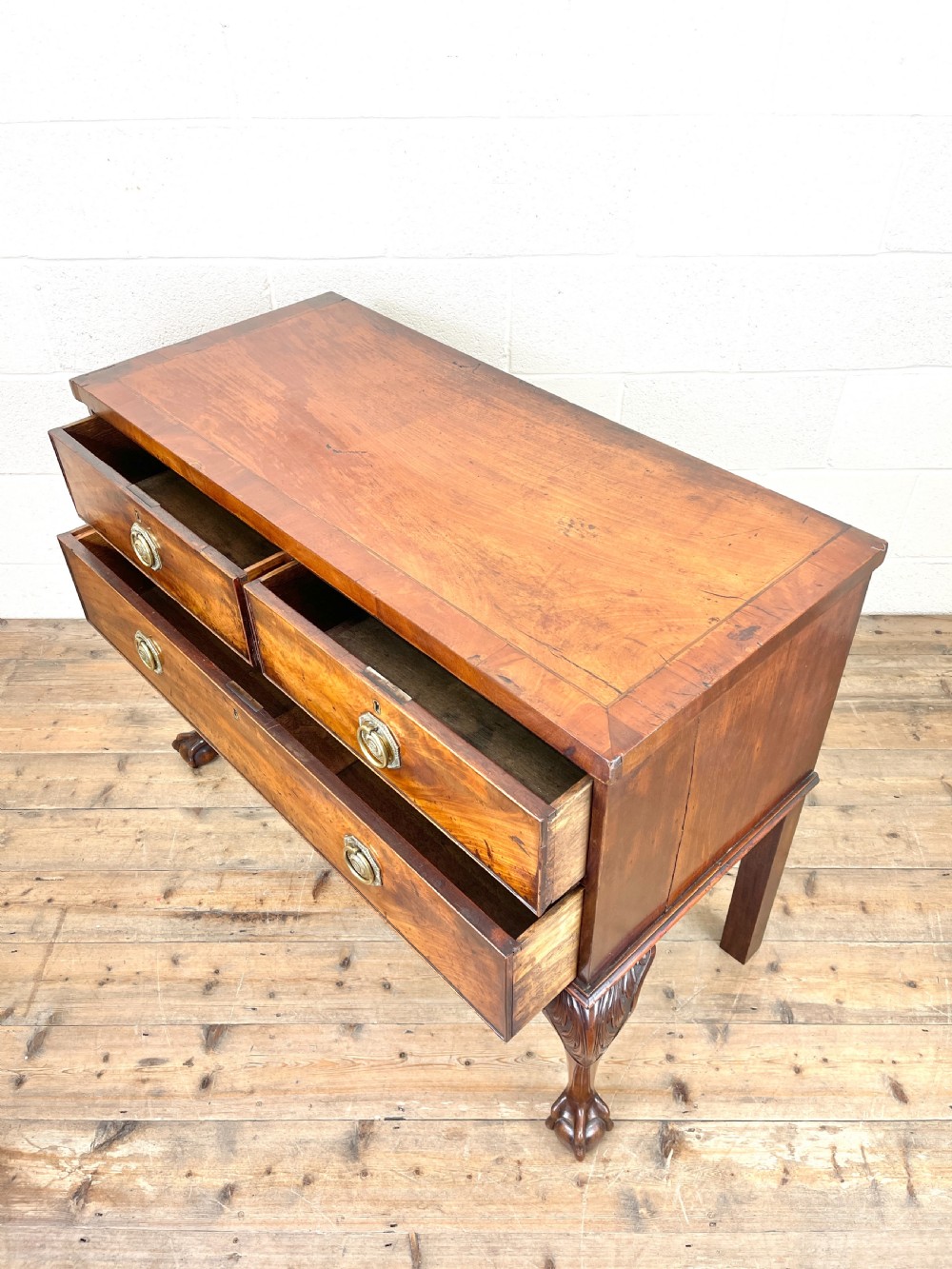 Antique Queen Anne Style Mahogany Rectangular Console Table View VIII