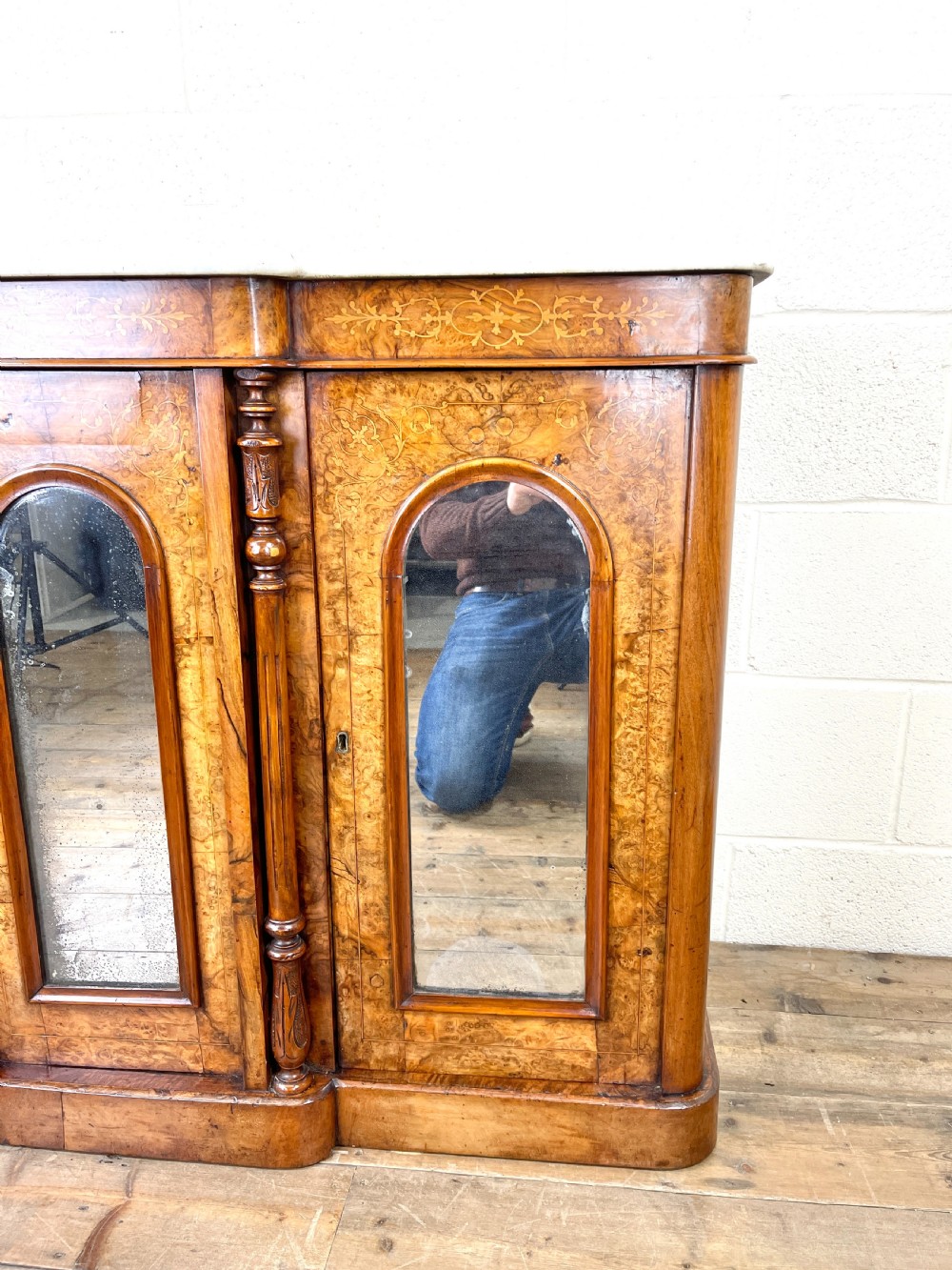 Antique Inlaid Walnut Sideboard View VII