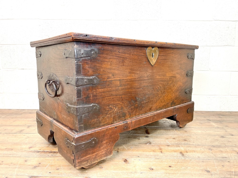 Antique Welsh Mahogany Metal Bound Trunk