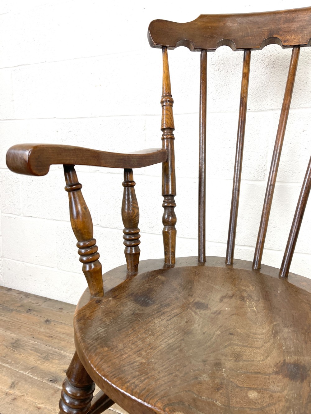Antique Ash and Elm Circular Farmhouse Armchair View III