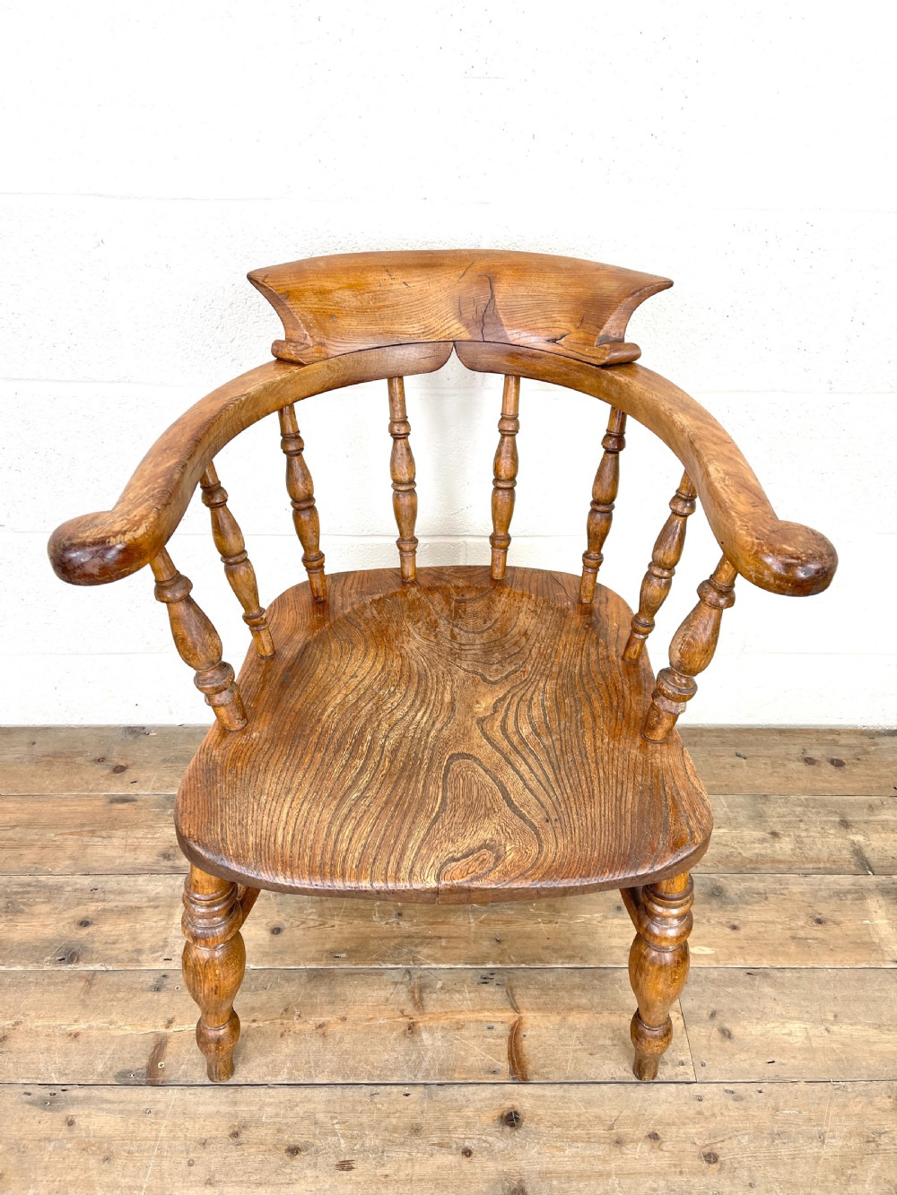 Antique Beech and Elm Captain's Armchair View II