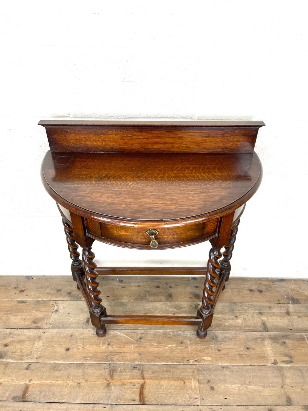 Antique Oak Demi Lune Console Table View III