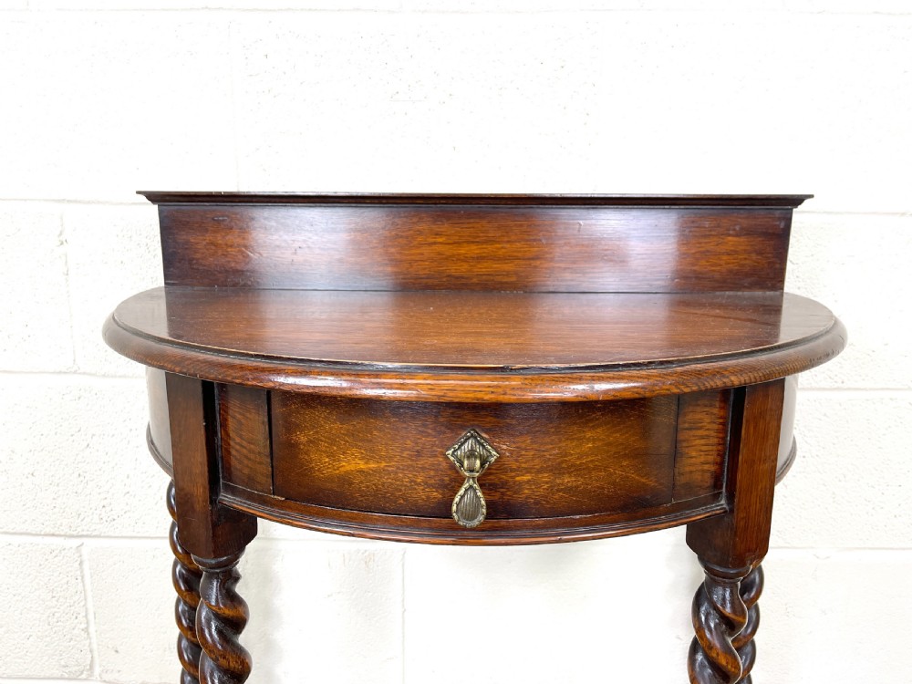 Antique Oak Demi Lune Console Table View V